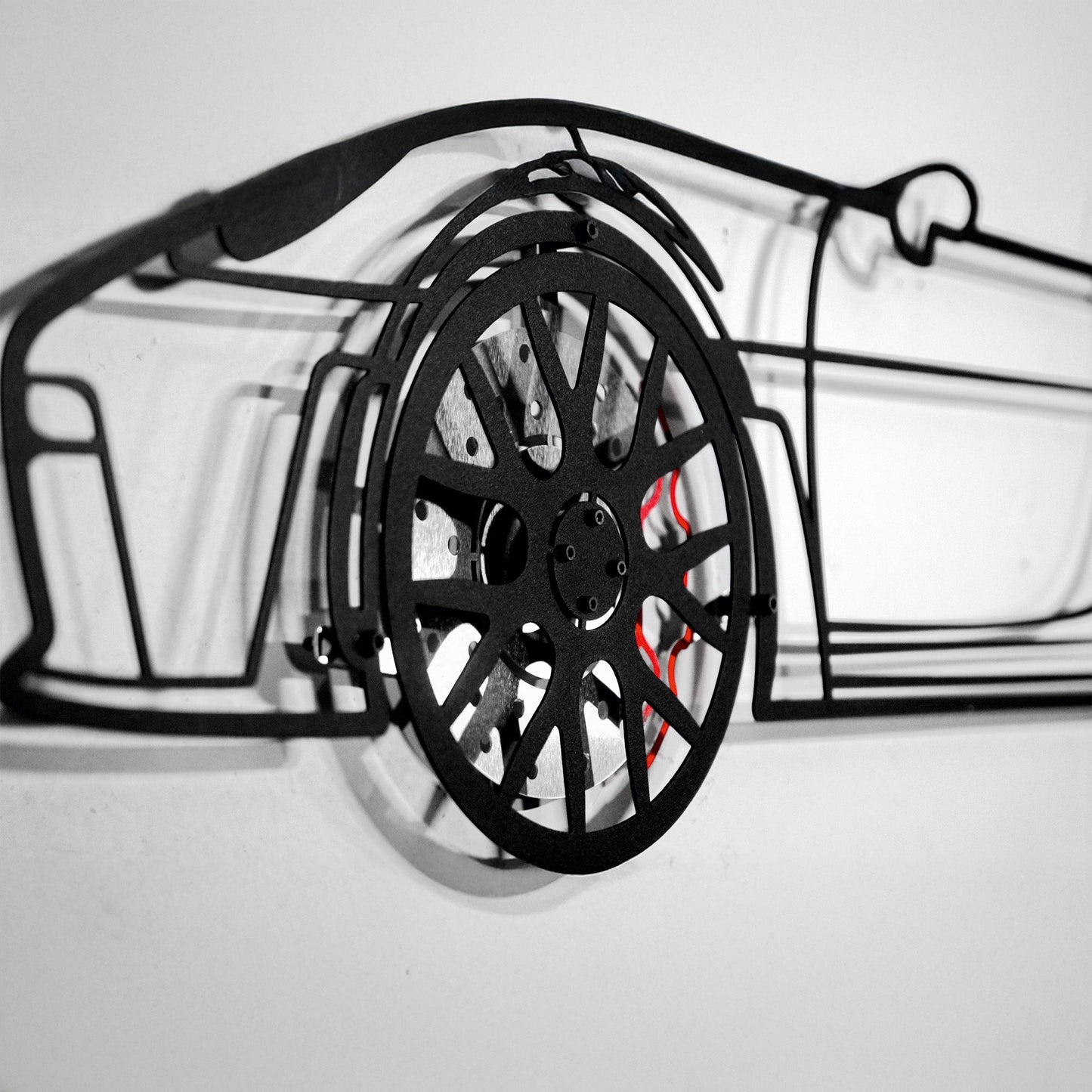 Porsche 911 GT Wall Art – Steel Silhouette with Spinning Wheels-KAFMEKA037 - Tampa Home & Garden Store
