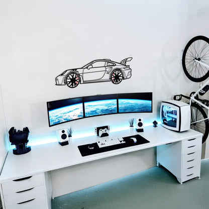 Porsche 911 GT Wall Art – Steel Silhouette with Spinning Wheels-KAFMEKA037 - Tampa Home & Garden Store
