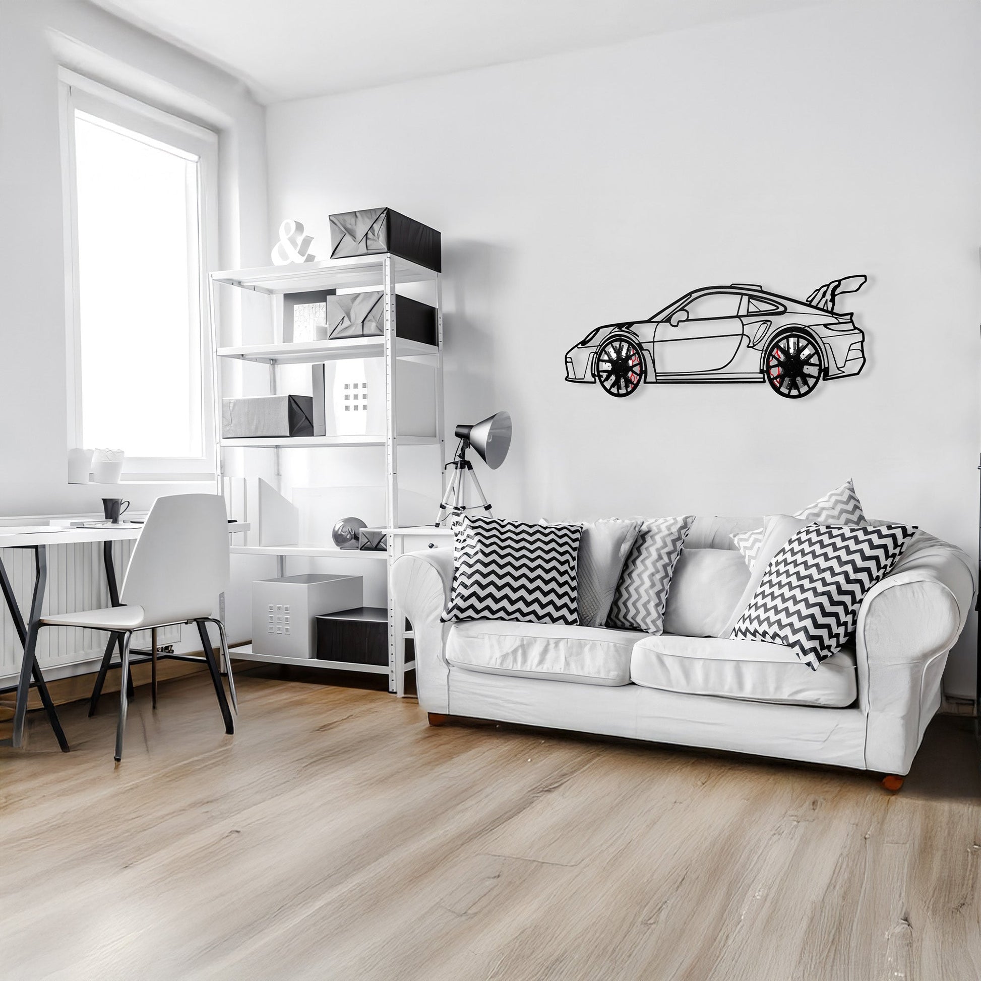 Porsche 911 GT Wall Art – Steel Silhouette with Spinning Wheels-KAFMEKA037 - Tampa Home & Garden Store