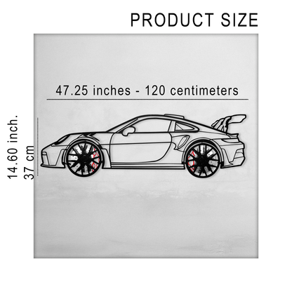 Porsche 911 GT Wall Art – Steel Silhouette with Spinning Wheels-KAFMEKA037 - Tampa Home & Garden Store