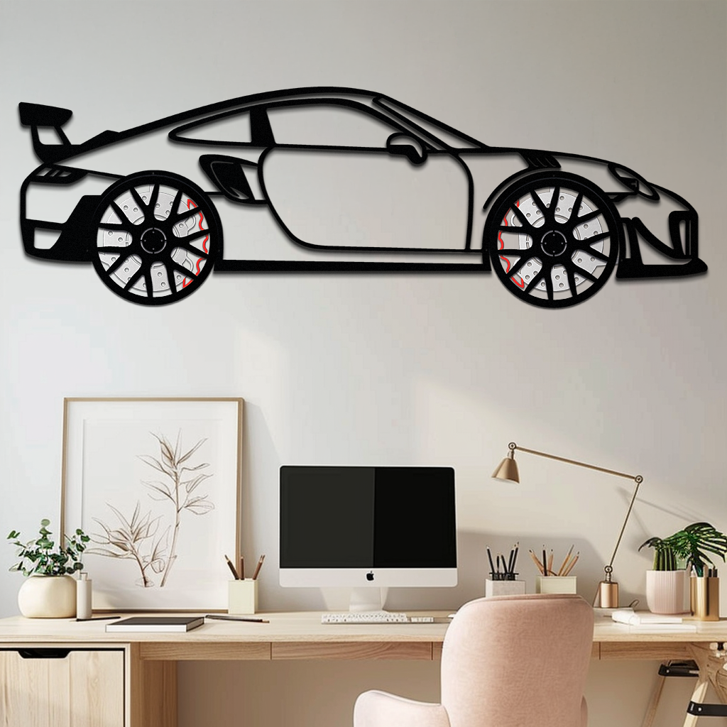 Porsche 911 GT2 Metal Wall Art – Rotating Wheel Motorsport Silhouette | Premium Gift for Car Enthusiasts ,KAFMEKA050 - Tampa Home & Garden Store