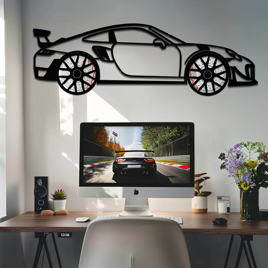 Porsche 911 GT2 Metal Wall Art – Rotating Wheel Motorsport Silhouette | Premium Gift for Car Enthusiasts ,KAFMEKA050 - Tampa Home & Garden Store