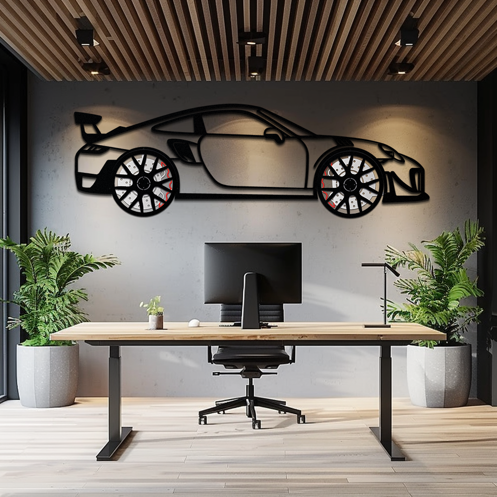 Porsche 911 GT2 Metal Wall Art – Rotating Wheel Motorsport Silhouette | Premium Gift for Car Enthusiasts ,KAFMEKA050 - Tampa Home & Garden Store