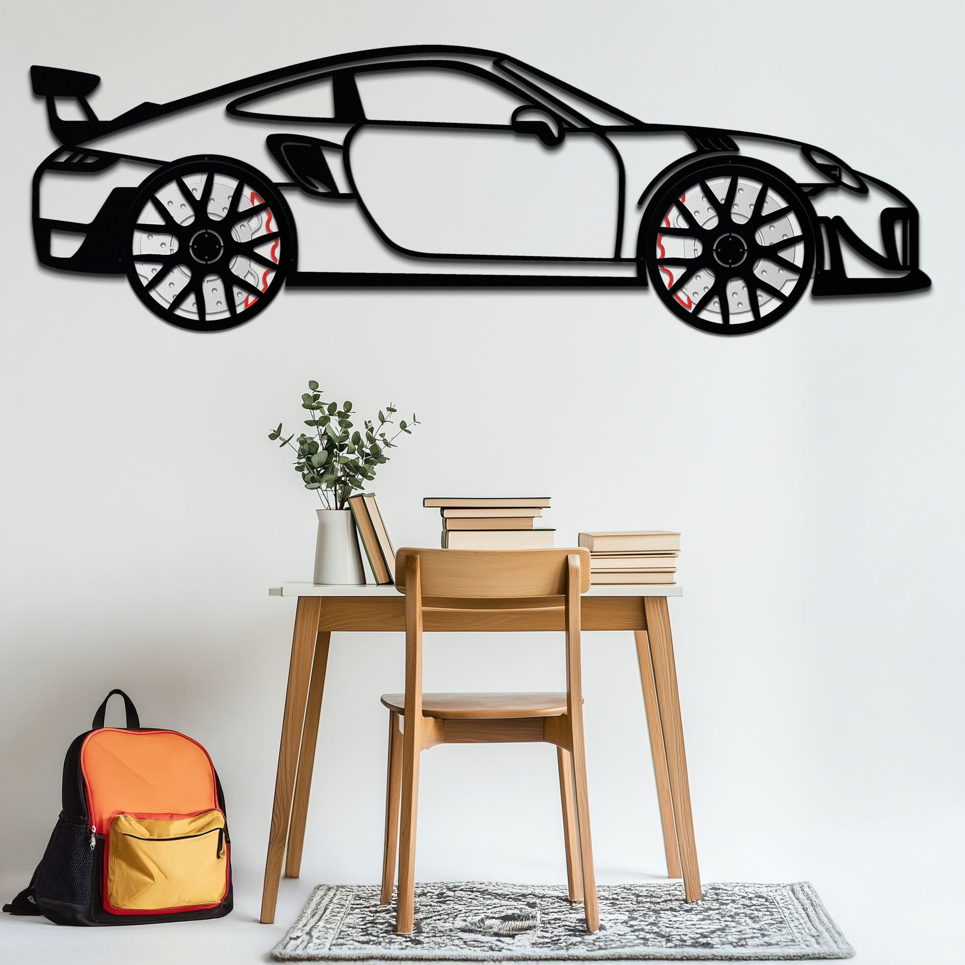 Porsche 911 GT2 Metal Wall Art – Rotating Wheel Motorsport Silhouette | Premium Gift for Car Enthusiasts ,KAFMEKA050 - Tampa Home & Garden Store