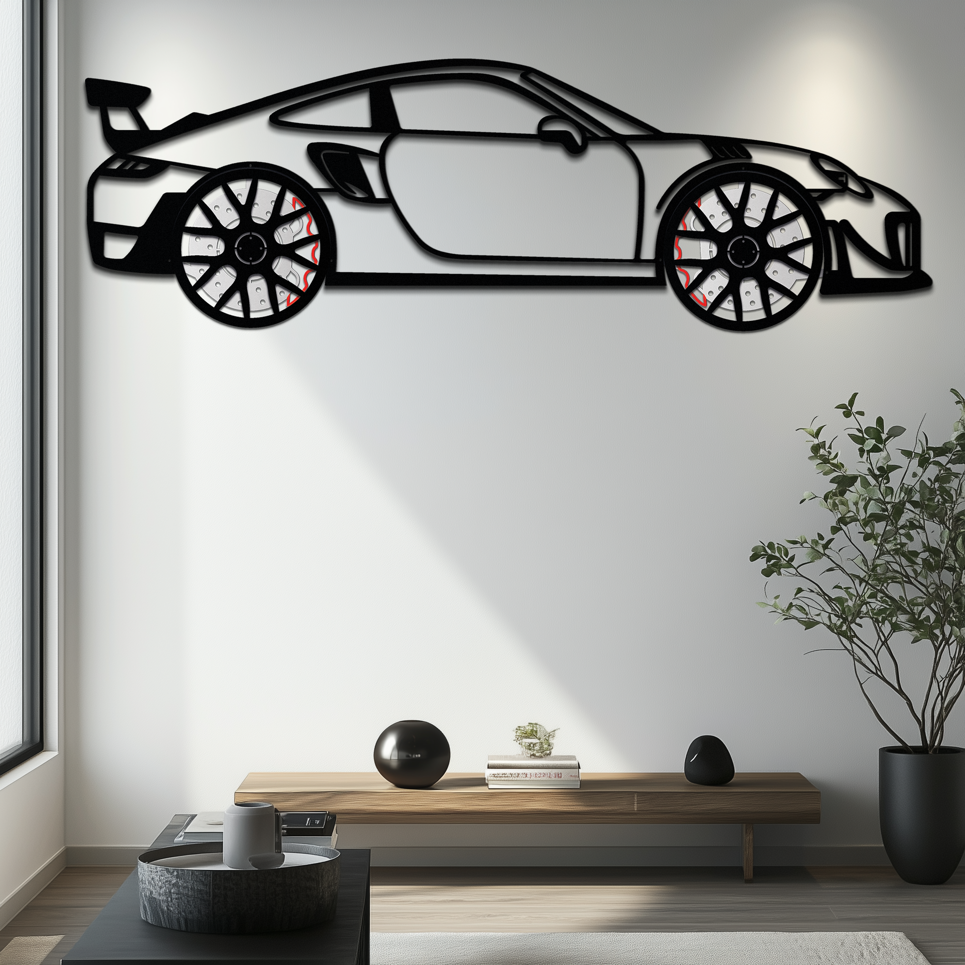 Porsche 911 GT2 Metal Wall Art – Rotating Wheel Motorsport Silhouette | Premium Gift for Car Enthusiasts ,KAFMEKA050 - Tampa Home & Garden Store