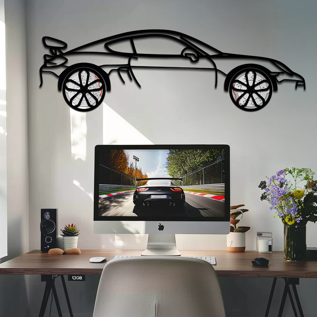 Porsche 911 GT2 Metal Wall Art – Rotating Wheel Motorsport Silhouette | Premium Gift for Car Enthusiasts,KAFMEKA052 - Tampa Home & Garden Store