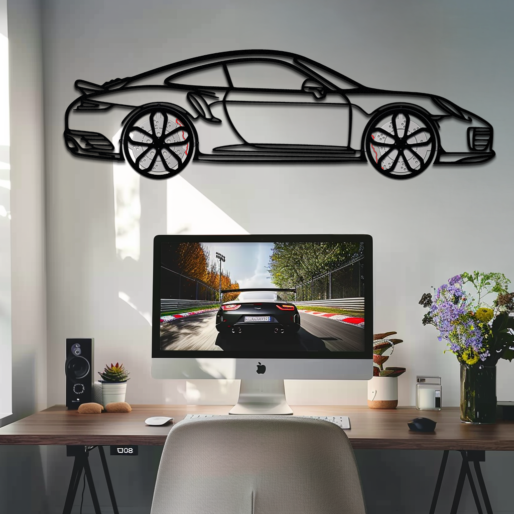 Porsche 911 Turbo S Silhouette Metal Wall Art – Rotating Wheel Automotive Decor Gift 🏎️🔥,KAFMEKA056 - Tampa Home & Garden Store