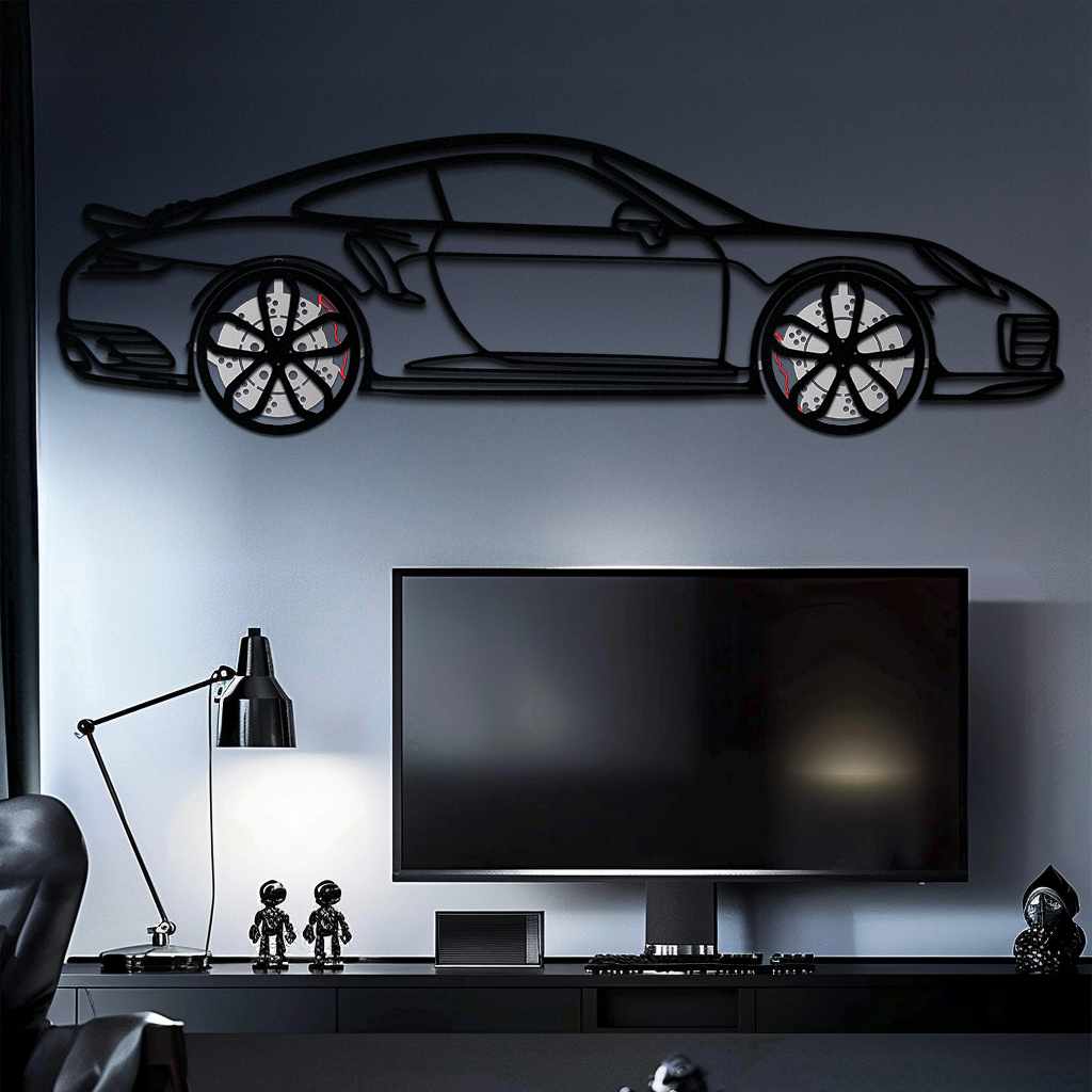 Porsche 911 Turbo S Silhouette Metal Wall Art – Rotating Wheel Automotive Decor Gift 🏎️🔥,KAFMEKA056 - Tampa Home & Garden Store