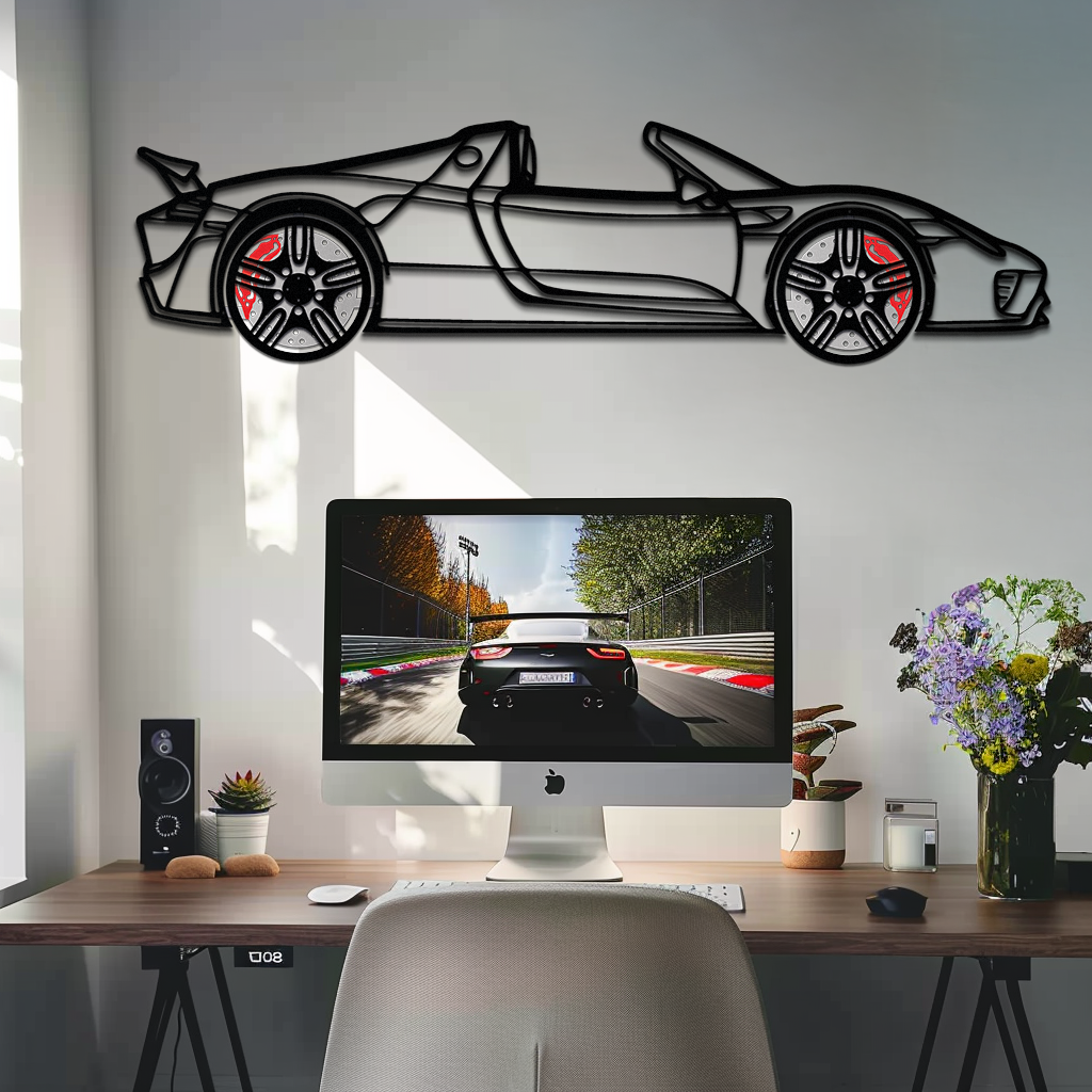 Porsche 918 Spyder Silhouette Metal Wall Art – Hybrid Hypercar Decor with Rotating Wheels ⚡🏁,KAFMEKA061 - Tampa Home & Garden Store