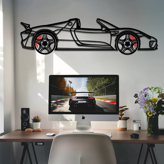 Porsche 918 Spyder Silhouette Metal Wall Art – Hybrid Hypercar Decor with Rotating Wheels ⚡🏁,KAFMEKA061 - Tampa Home & Garden Store