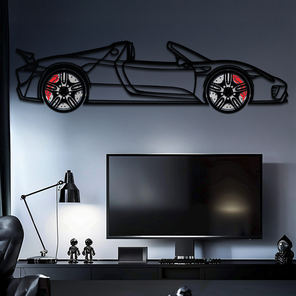 Porsche 918 Spyder Silhouette Metal Wall Art – Hybrid Hypercar Decor with Rotating Wheels ⚡🏁,KAFMEKA061 - Tampa Home & Garden Store