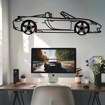 Porsche Carrera GT Silhouette Metal Wall Art – Supercar Icon Decor with Rotating Wheels-KAFMEKA063 - Tampa Home & Garden Store