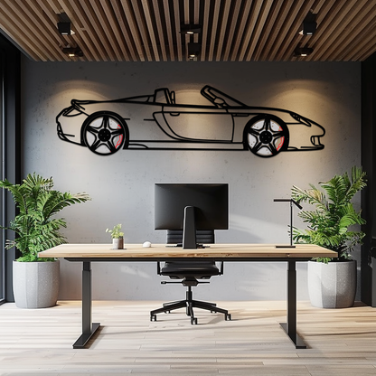 Porsche Carrera GT Silhouette Metal Wall Art – Supercar Icon Decor with Rotating Wheels-KAFMEKA063 - Tampa Home & Garden Store