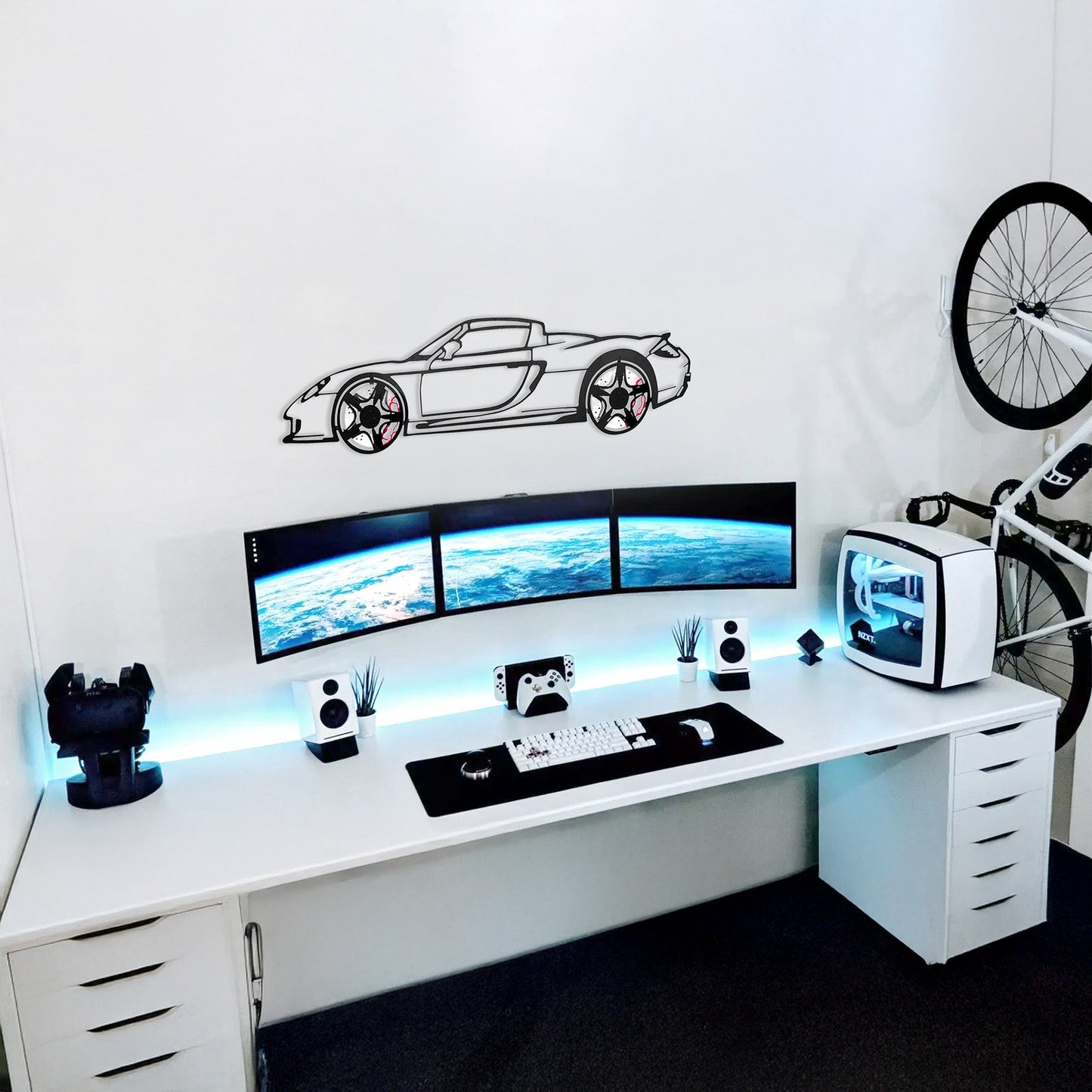 Porsche Carrera GT Wall Art – Supercar Steel Silhouette with Spinning Wheels-KAFMEKA039 - Tampa Home & Garden Store