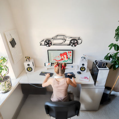Porsche Carrera GT Wall Art – Supercar Steel Silhouette with Spinning Wheels-KAFMEKA039 - Tampa Home & Garden Store