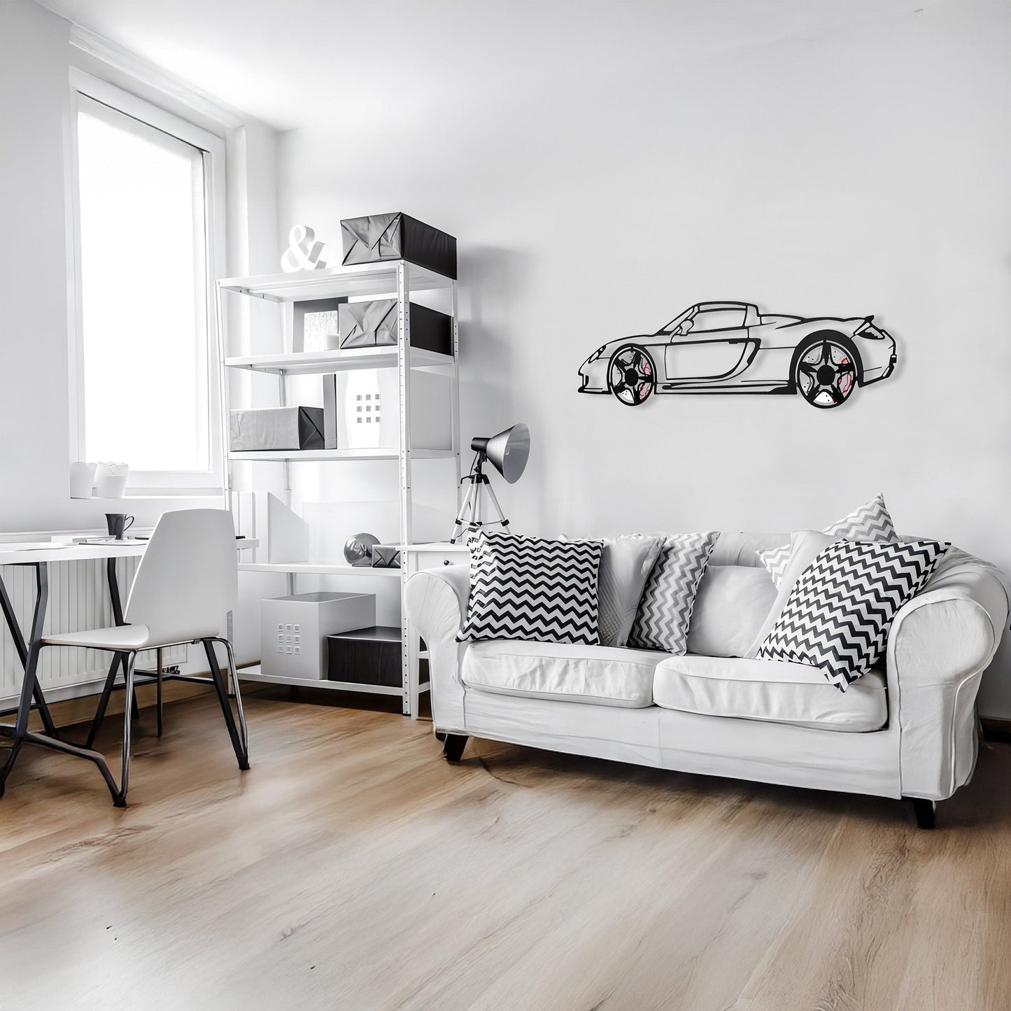 Porsche Carrera GT Wall Art – Supercar Steel Silhouette with Spinning Wheels-KAFMEKA039 - Tampa Home & Garden Store