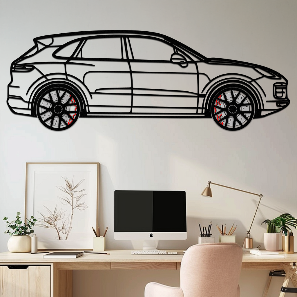 Porsche Cayenne Turbo Metal Wall Art – Luxury SUV Silhouette Decor with Rotating Wheels-KAFMEKA064 - Tampa Home & Garden Store