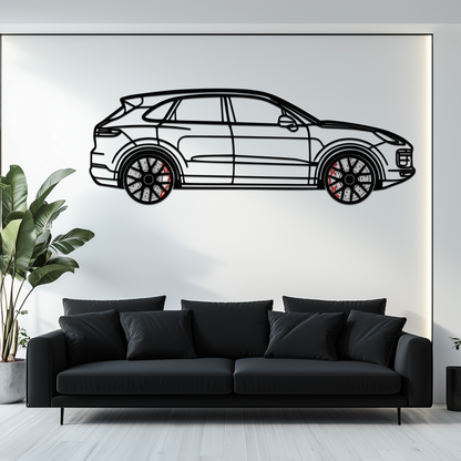 Porsche Cayenne Turbo Metal Wall Art – Luxury SUV Silhouette Decor with Rotating Wheels-KAFMEKA064 - Tampa Home & Garden Store