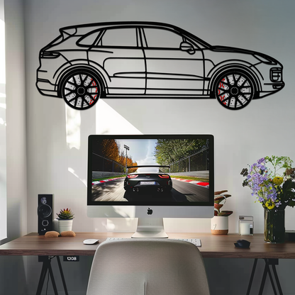 Porsche Cayenne Turbo Metal Wall Art – Luxury SUV Silhouette Decor with Rotating Wheels-KAFMEKA064 - Tampa Home & Garden Store