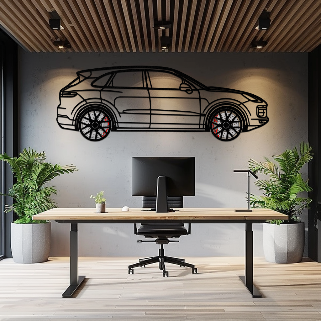 Porsche Cayenne Turbo Metal Wall Art – Luxury SUV Silhouette Decor with Rotating Wheels-KAFMEKA064 - Tampa Home & Garden Store