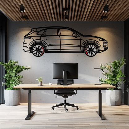 Porsche Cayenne Turbo Metal Wall Art – Luxury SUV Silhouette Decor with Rotating Wheels-KAFMEKA064 - Tampa Home & Garden Store