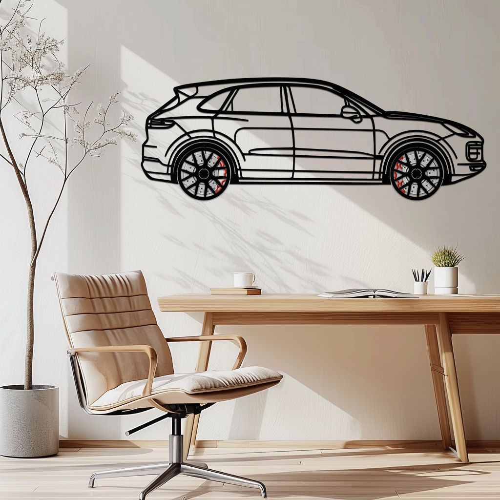 Porsche Cayenne Turbo Metal Wall Art – Luxury SUV Silhouette Decor with Rotating Wheels-KAFMEKA064 - Tampa Home & Garden Store