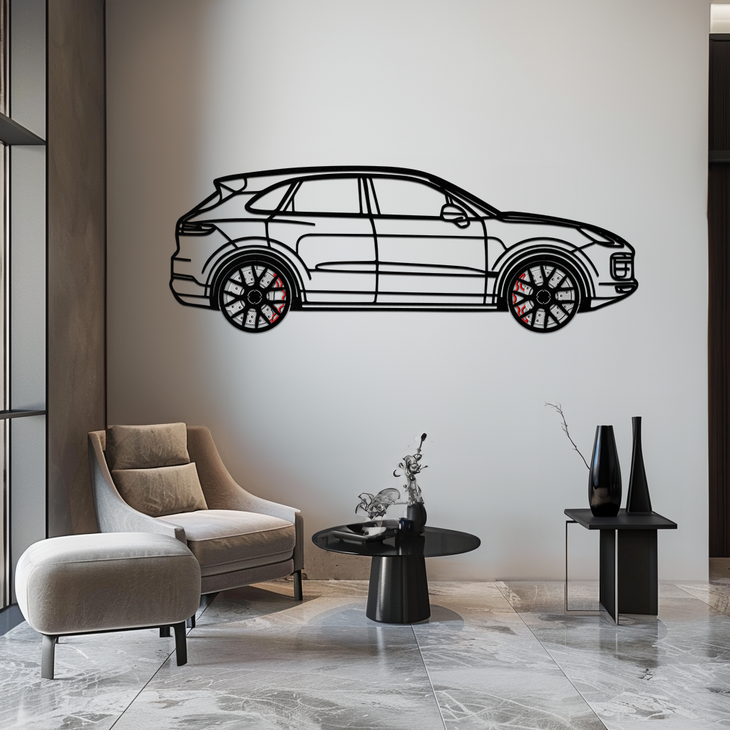 Porsche Cayenne Turbo Metal Wall Art – Luxury SUV Silhouette Decor with Rotating Wheels-KAFMEKA064 - Tampa Home & Garden Store