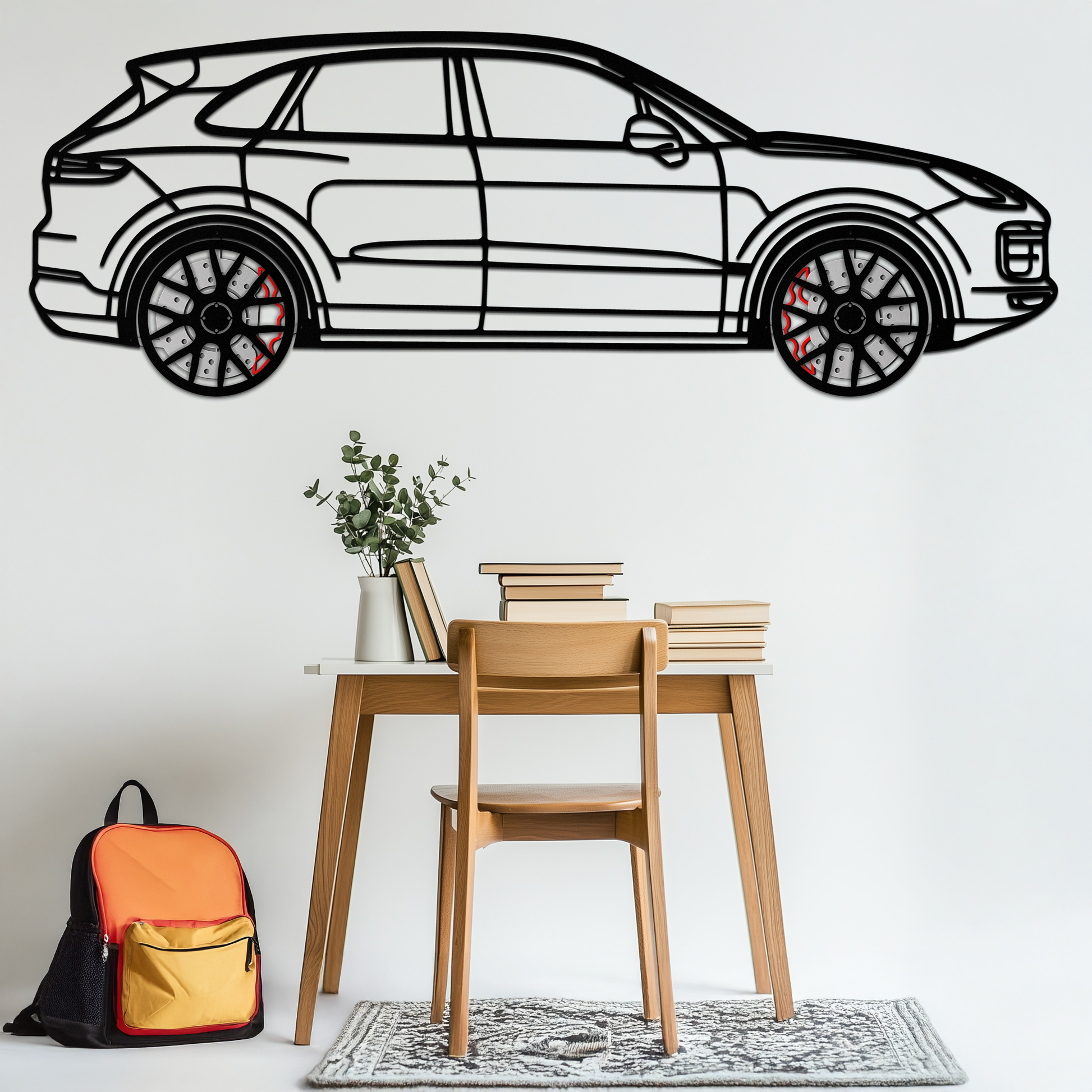 Porsche Cayenne Turbo Metal Wall Art – Luxury SUV Silhouette Decor with Rotating Wheels-KAFMEKA064 - Tampa Home & Garden Store
