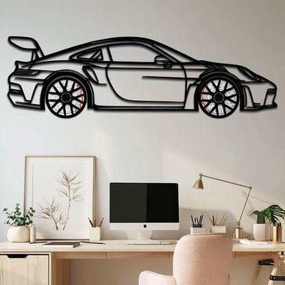 Porsche GT3 RS Style Metal Wall Art – Rotating Wheel Car Silhouette | Premium Gift for Porsche Lovers,KAFMEKA051 - Tampa Home & Garden Store
