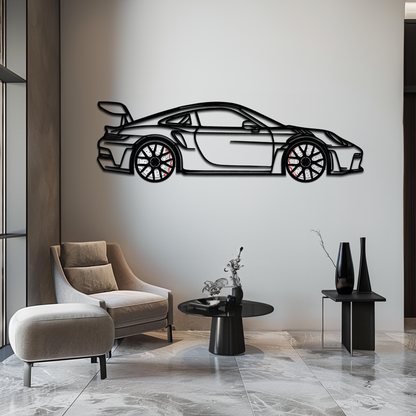 Porsche GT3 RS Style Metal Wall Art – Rotating Wheel Car Silhouette | Premium Gift for Porsche Lovers,KAFMEKA051 - Tampa Home & Garden Store