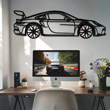 Porsche GT3 RS Style Metal Wall Art – Rotating Wheel Car Silhouette | Premium Gift for Porsche Lovers,KAFMEKA051 - Tampa Home & Garden Store