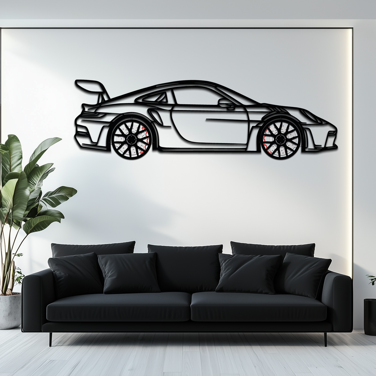 Porsche GT3 RS Style Metal Wall Art – Rotating Wheel Car Silhouette | Premium Gift for Porsche Lovers,KAFMEKA051 - Tampa Home & Garden Store
