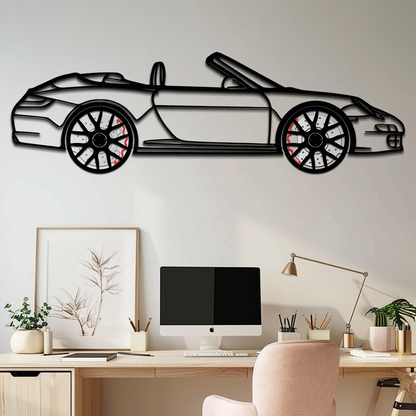 Porsche-Inspired Cabrio Silhouette Metal Wall Art – Rotating Wheel Garage Decor Gift,KAFMEKA055 - Tampa Home & Garden Store