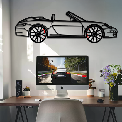 Porsche-Inspired Cabrio Silhouette Metal Wall Art – Rotating Wheel Garage Decor Gift,KAFMEKA055 - Tampa Home & Garden Store