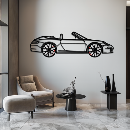 Porsche-Inspired Cabrio Silhouette Metal Wall Art – Rotating Wheel Garage Decor Gift,KAFMEKA055 - Tampa Home & Garden Store