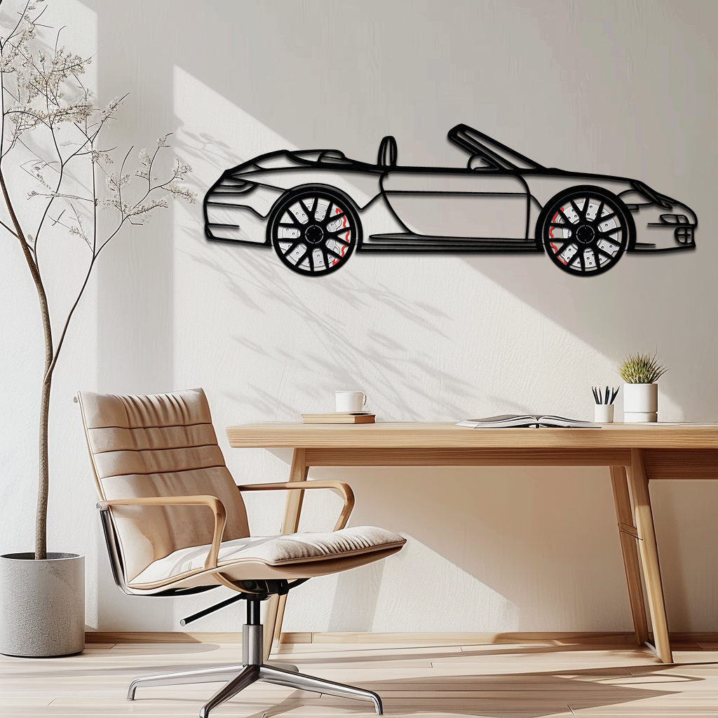 Porsche-Inspired Cabrio Silhouette Metal Wall Art – Rotating Wheel Garage Decor Gift,KAFMEKA055 - Tampa Home & Garden Store