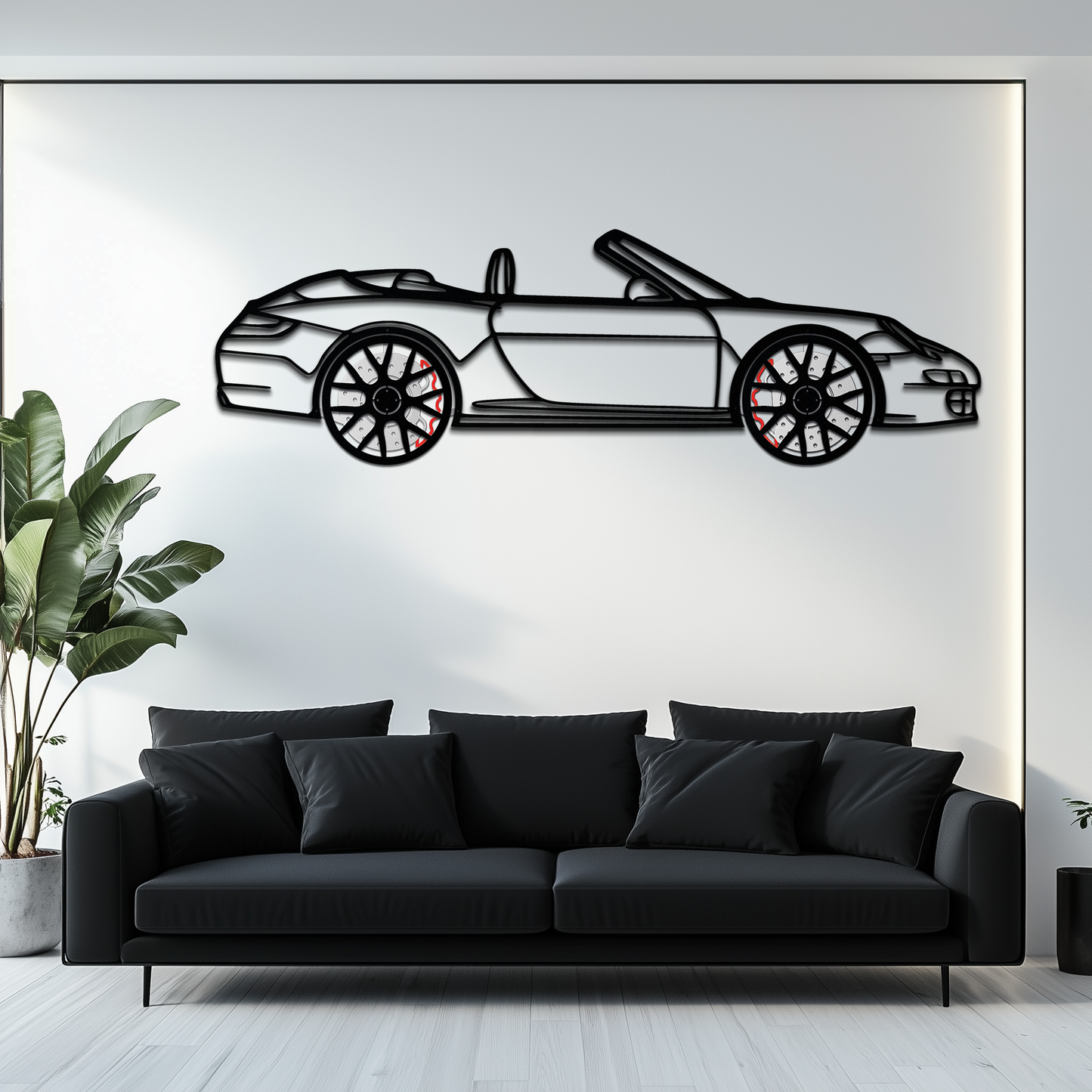 Porsche-Inspired Cabrio Silhouette Metal Wall Art – Rotating Wheel Garage Decor Gift,KAFMEKA055 - Tampa Home & Garden Store