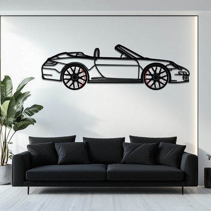 Porsche-Inspired Cabrio Silhouette Metal Wall Art – Rotating Wheel Garage Decor Gift,KAFMEKA055 - Tampa Home & Garden Store