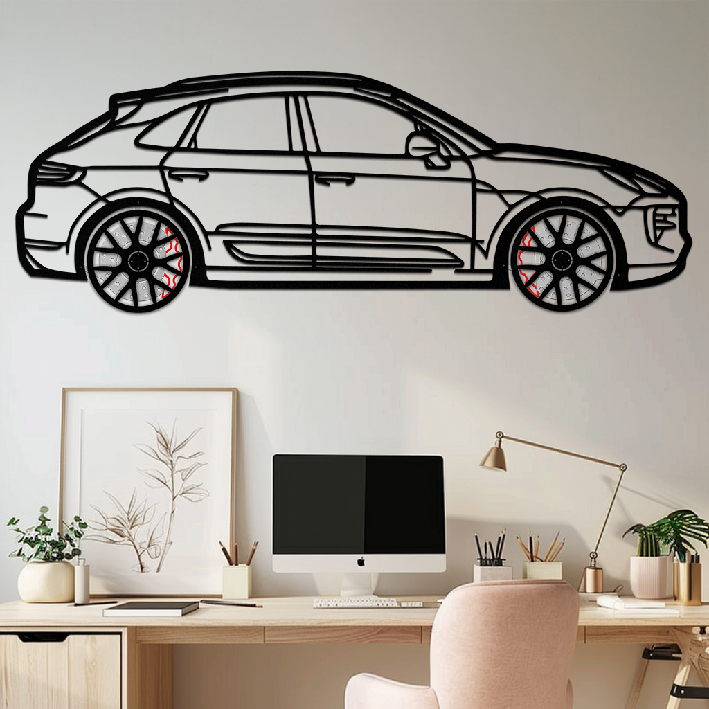 Porsche Macan GTS 95B Metal Wall Art – Luxury Performance SUV Silhouette with Rotating Wheels-KAFMEKA065 - Tampa Home & Garden Store