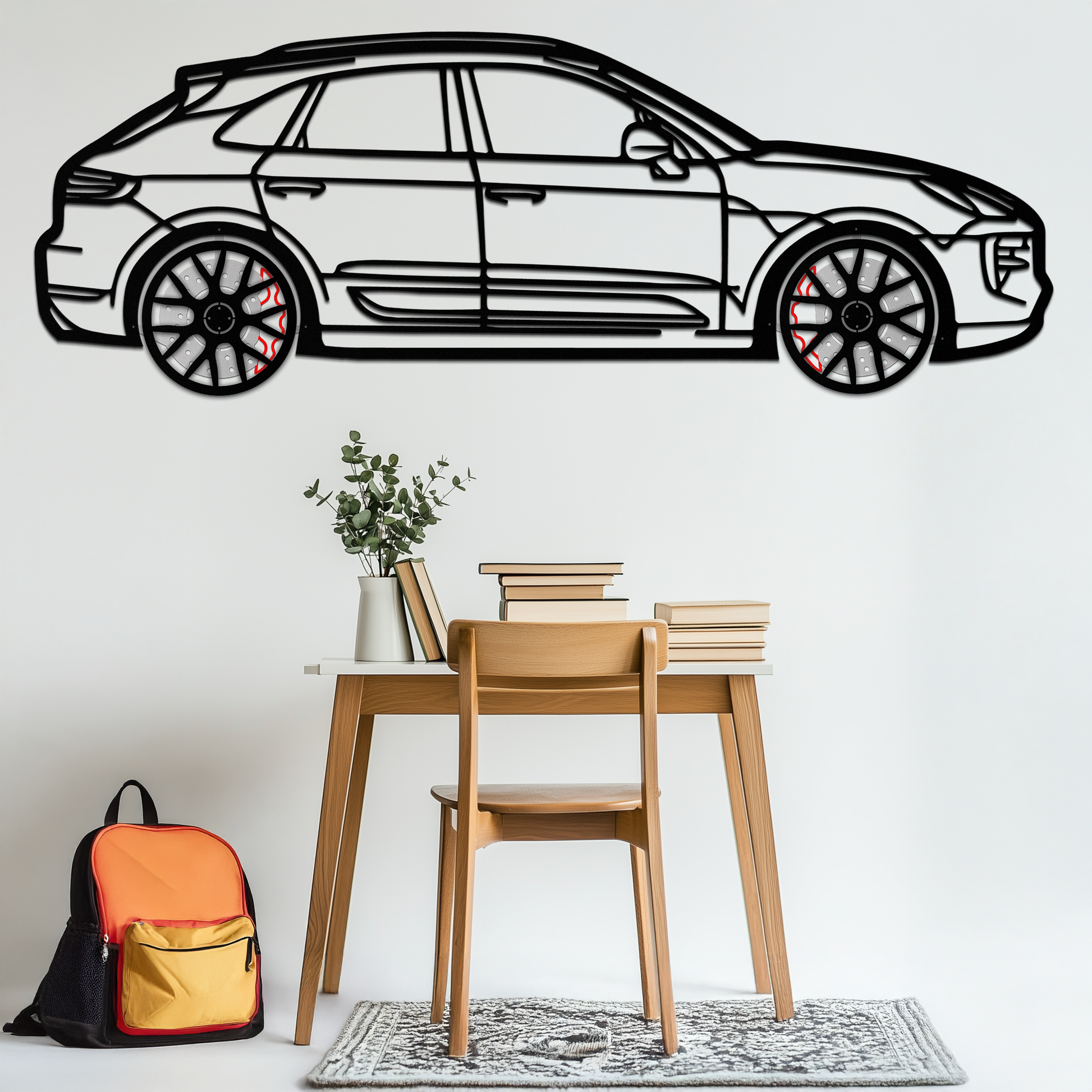 Porsche Macan GTS 95B Metal Wall Art – Luxury Performance SUV Silhouette with Rotating Wheels-KAFMEKA065 - Tampa Home & Garden Store