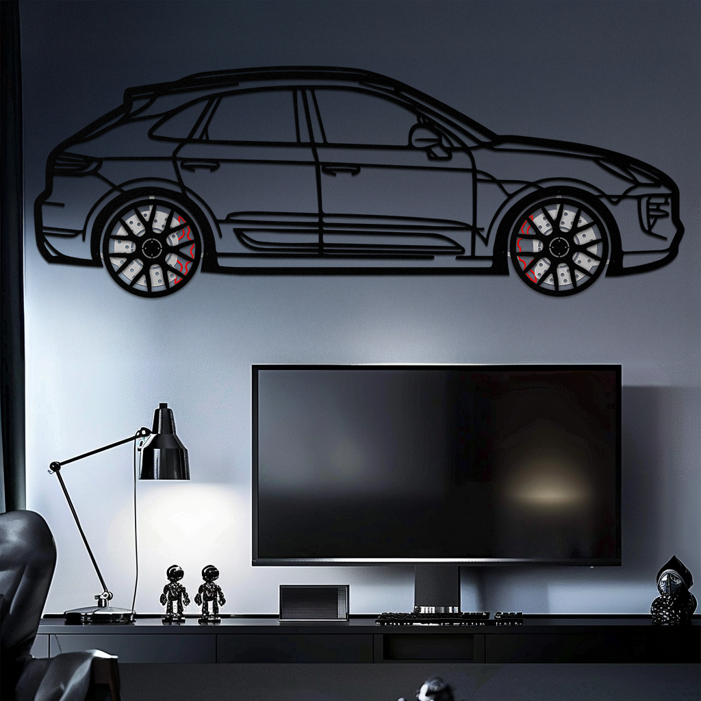 Porsche Macan GTS 95B Metal Wall Art – Luxury Performance SUV Silhouette with Rotating Wheels-KAFMEKA065 - Tampa Home & Garden Store