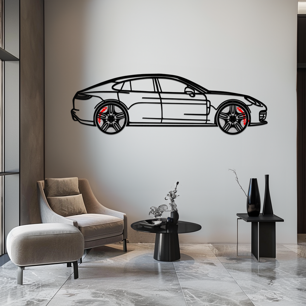 Porsche Panamera GTS 2023 Metal Wall Art – Luxury Sport Sedan Silhouette with Rotating Wheels-KAFMEKA066 - Tampa Home & Garden Store