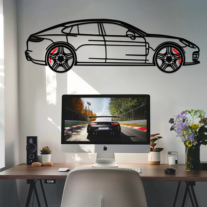Porsche Panamera GTS 2023 Metal Wall Art – Luxury Sport Sedan Silhouette with Rotating Wheels-KAFMEKA066 - Tampa Home & Garden Store