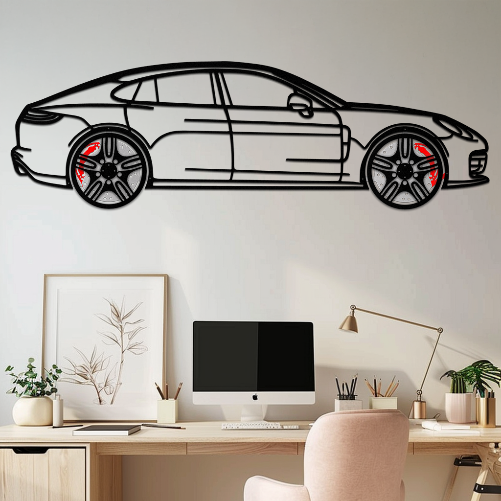 Porsche Taycan Turbo Cross Metal Wall Art – Electric Performance Silhouette with Rotating Wheels-KAFMEKA067 - Tampa Home & Garden Store