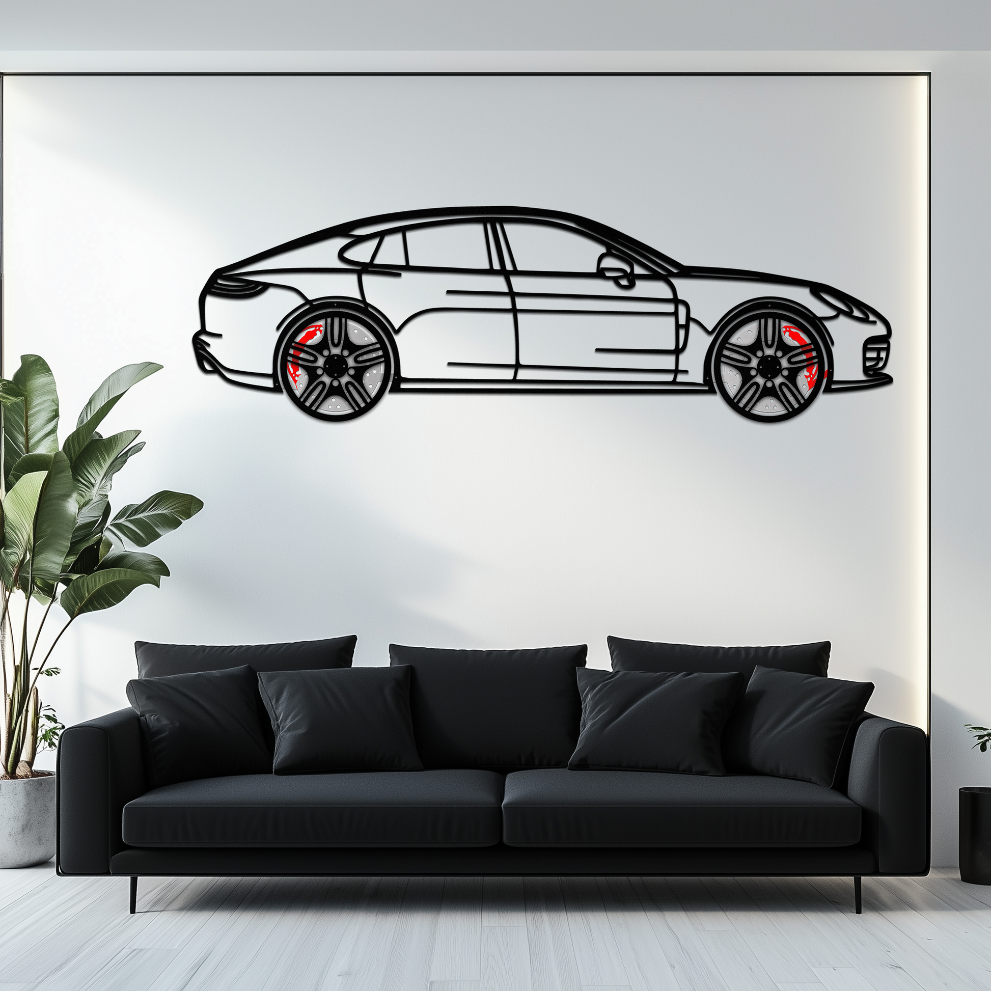 Porsche Taycan Turbo Cross Metal Wall Art – Electric Performance Silhouette with Rotating Wheels-KAFMEKA067 - Tampa Home & Garden Store