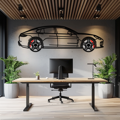 Porsche Taycan Turbo Cross Metal Wall Art – Electric Performance Silhouette with Rotating Wheels-KAFMEKA067 - Tampa Home & Garden Store