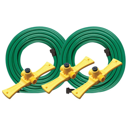 Port-A-Rain hose sprinkler by Orbit Irrigation, two green hoses with yellow connectors on Tampa Home & Garden Store