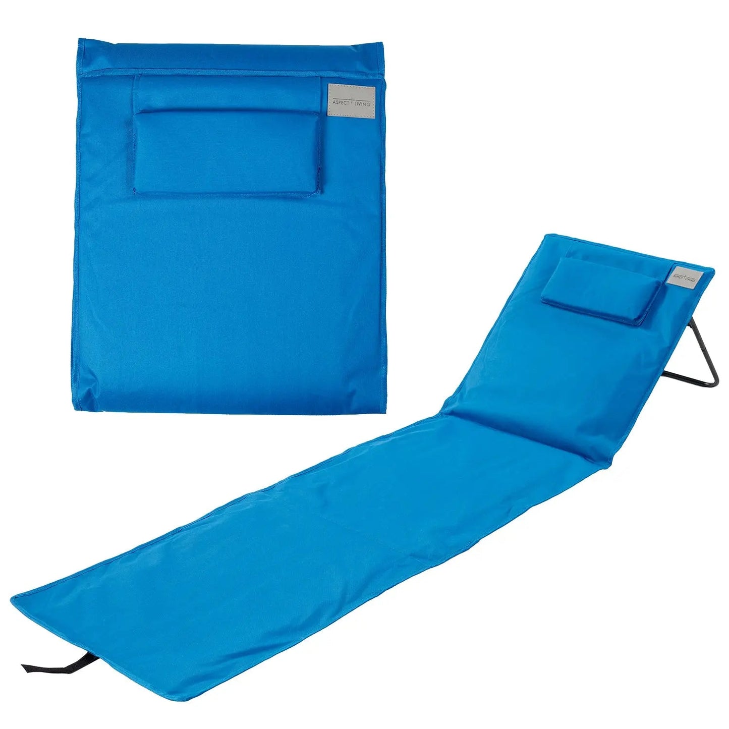 Blue Fire Sense/Balkene Home portable foldable beach mat with built-in headrest cushion and carrying strap on Tampa Home & Garden Store