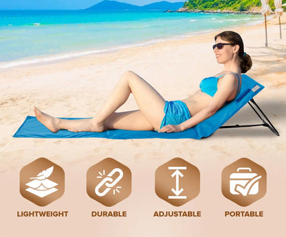 Portable Beach Mat foldable blue travel mat by Fire Sense/Balkene Home with adjustable legs on Tampa Home & Garden Store