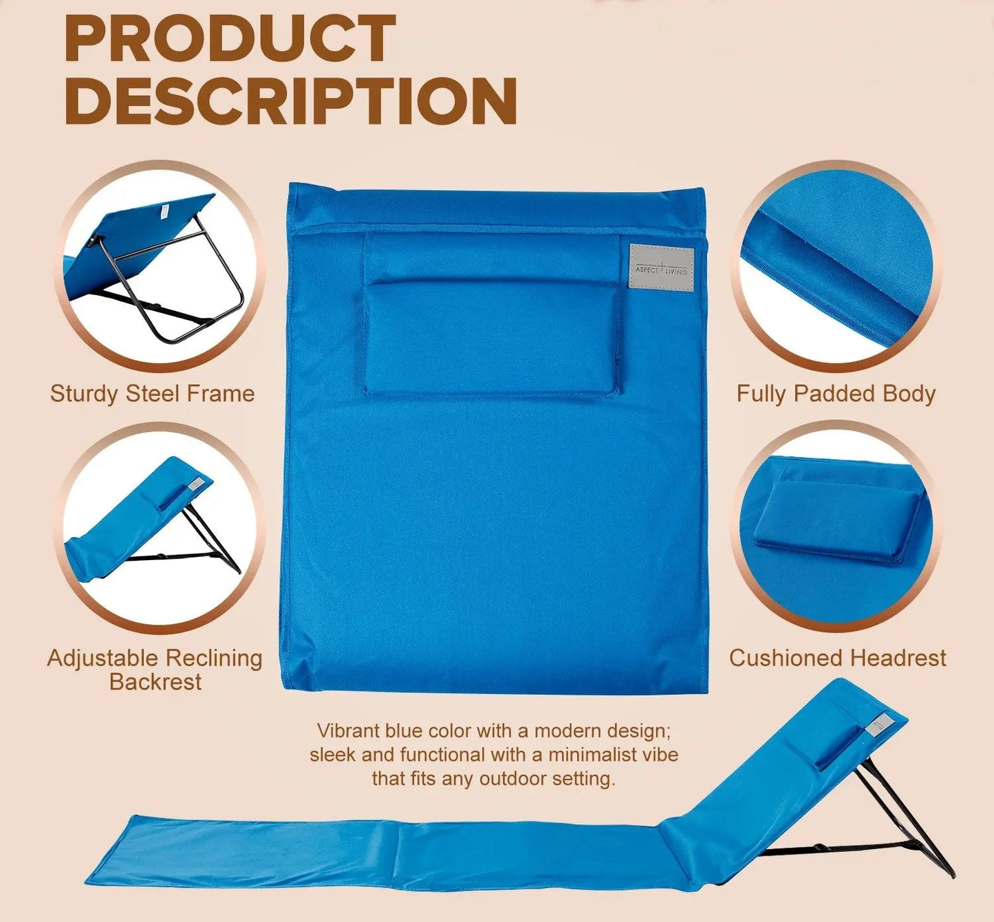 Portable Beach Mat Foldable blue fabric with sturdy steel frame Fire Sense on Tampa Home & Garden Store